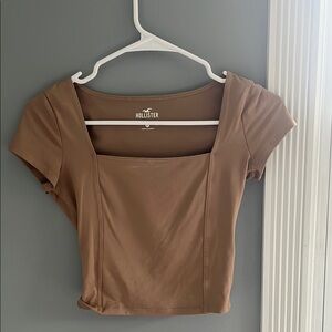 Hollister Brown Fitted Crop Blouse